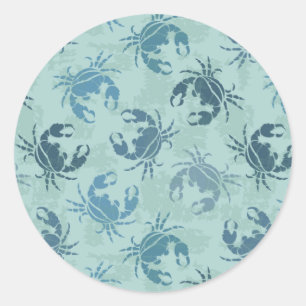 Tie Dye Pattern Of Crabs Classic Round Sticker