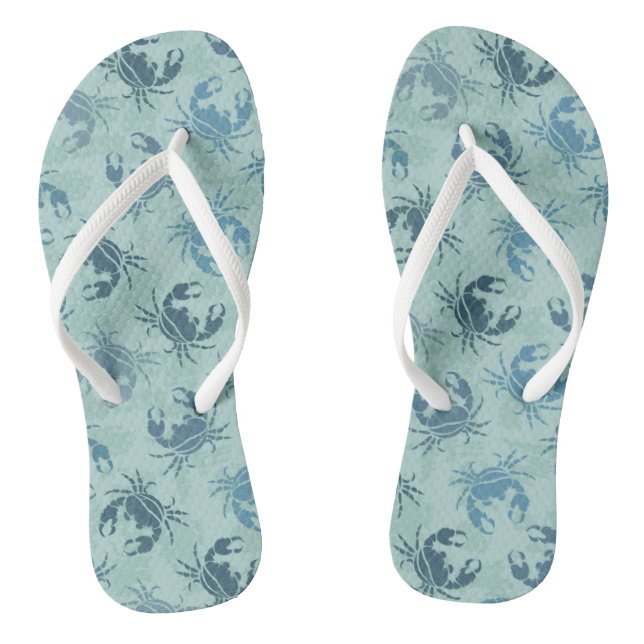 Tie Dye Pattern Of Crabs Flip Flops (Footbed)