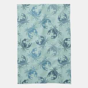 Tie Dye Pattern Of Crabs Kitchen Towel