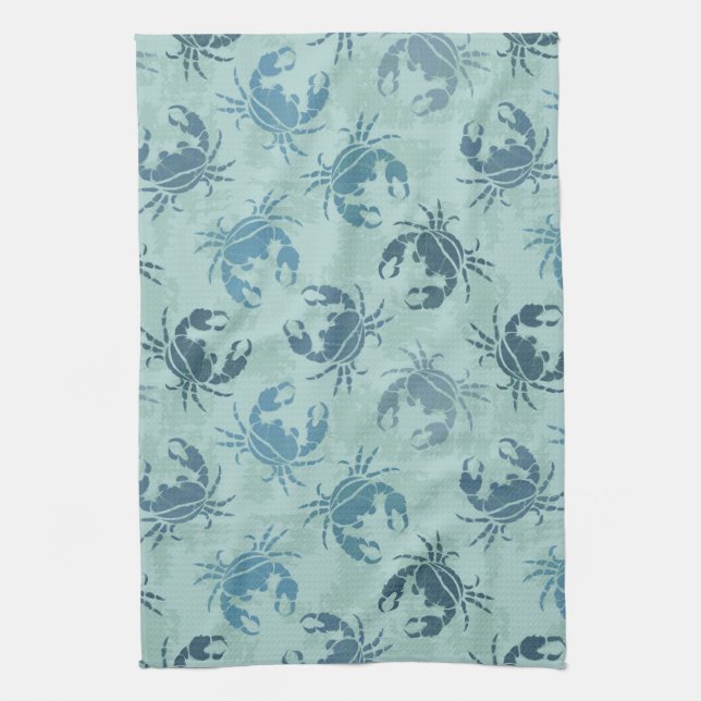 Tie Dye Pattern Of Crabs Kitchen Towel (Vertical)