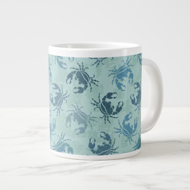 Tie Dye Pattern Of Crabs Large Coffee Mug (Front Right)