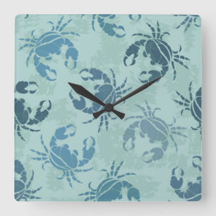 Tie Dye Pattern Of Crabs Square Wall Clock
