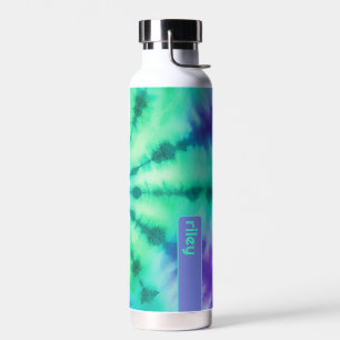 Tie Dye Pattern Seafoam Turquoise - custom name Water Bottle