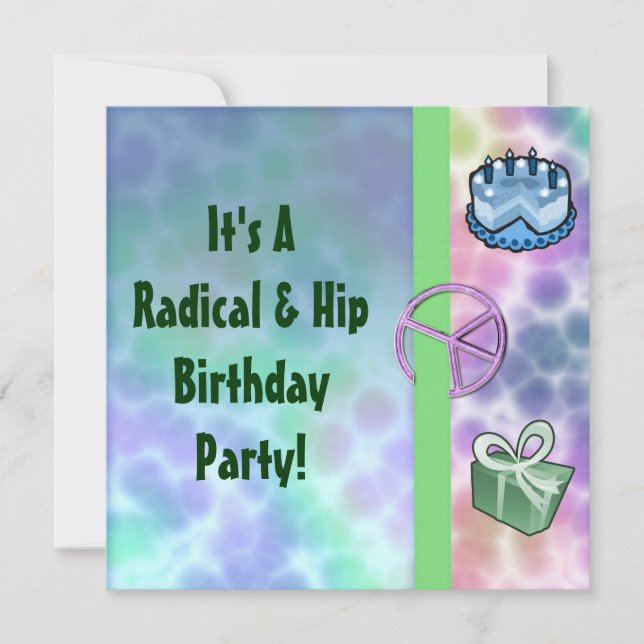 Tie Dye Peace Birthday Invitation (Front)