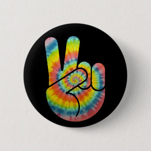 Tie Dye Peace Hand 2 Inch Round Button