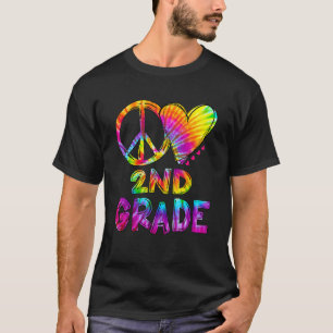 Tie Dye Peace Love 2nd Grade Teacher Student Back  T-Shirt