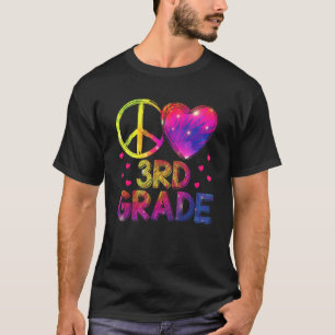 Tie Dye Peace Love 3rd Grade Teacher Student Back T-Shirt