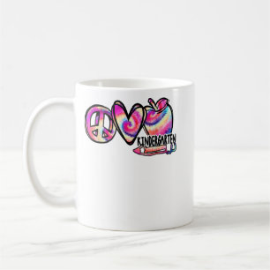 Tie dye Peace Love Kindergarten First Day Of Schoo Coffee Mug