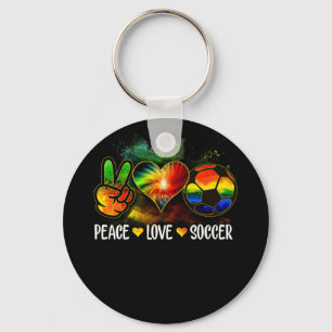 Tie Dye Peace Love Soccer Soccer Lover Game Day Keychain