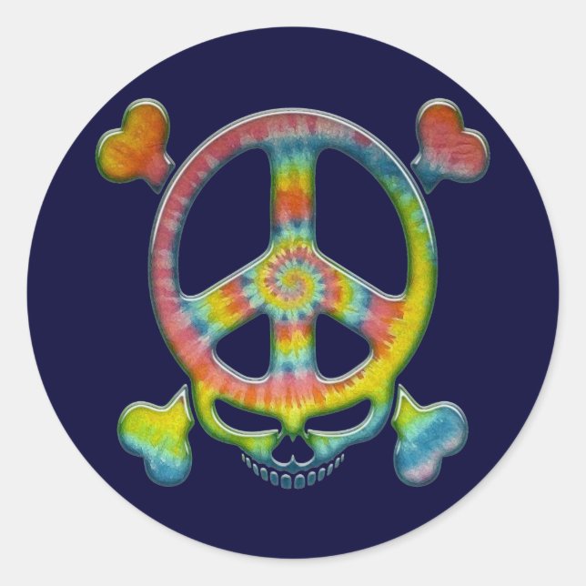 Tie-Dye Peace Pirate Classic Round Sticker (Front)
