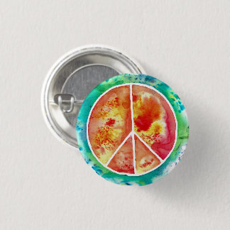 Tie Dye Peace Sign 1 Inch Round Button