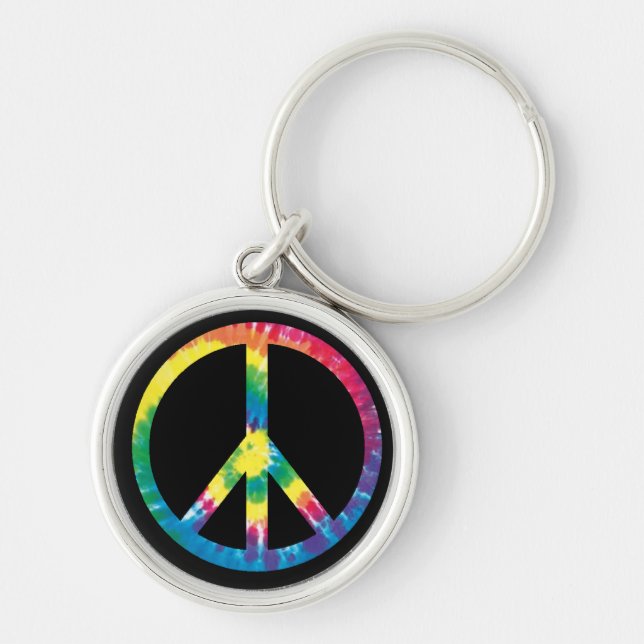 Tie Dye Peace Sign 2 Keychain (Front)