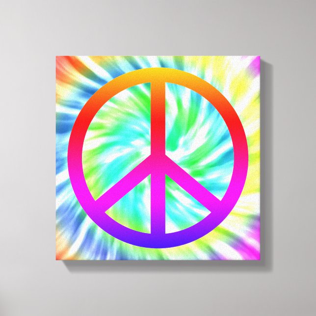 Tie Dye Peace Sign Canvas Print (Front)