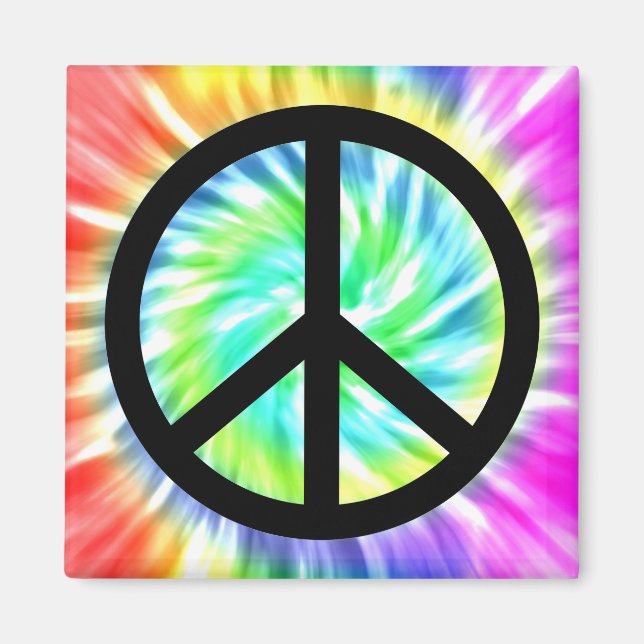Tie Dye Peace Sign Design Magnet (Front)