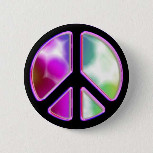 Tie Dye Peace Sign Designs 2 Inch Round Button (Front)