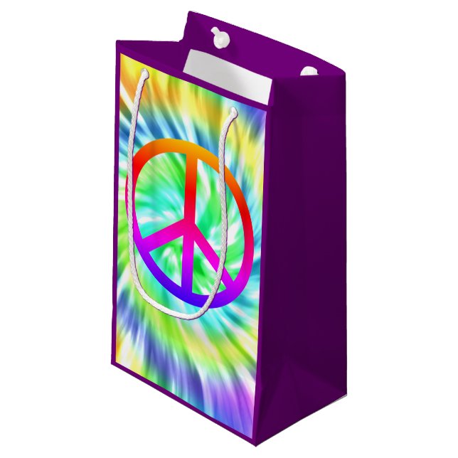 Tie Dye Peace Sign Gift Bag (Front Angled)