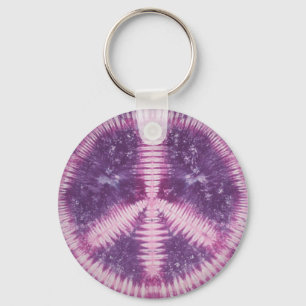 Tie Dye Peace Sign - Key Chain - Purple