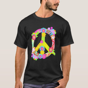 Tie Dye Peace Sign Love Colourful Tye Dye Hippie F T-Shirt