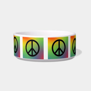 Tie Dye Peace Sign Pet Bowl