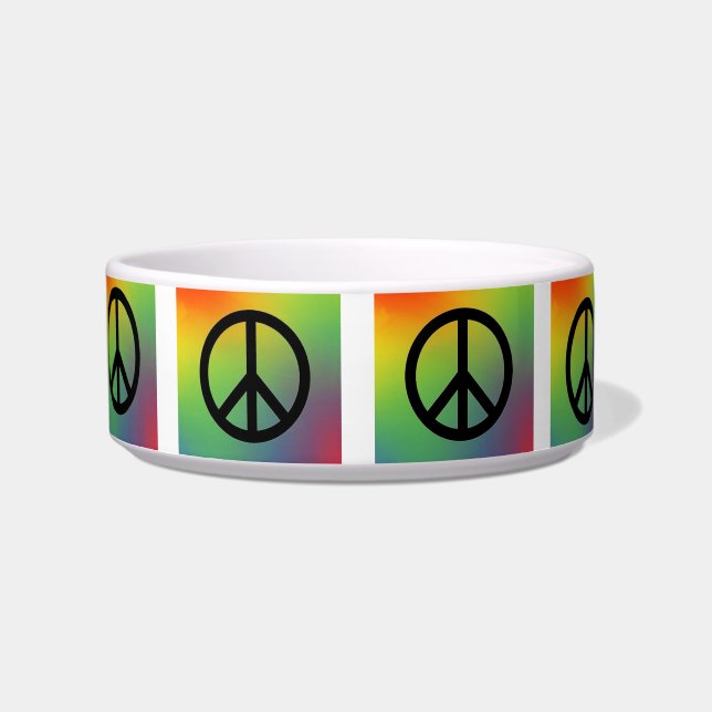 Tie Dye Peace Sign Pet Bowl (Front)