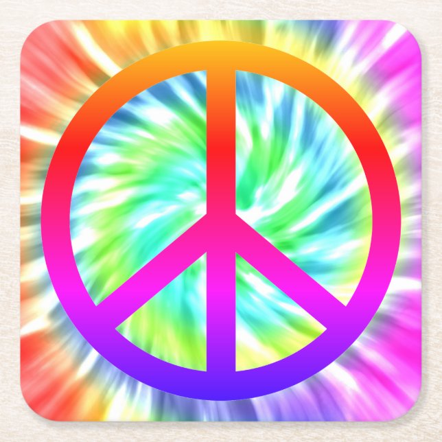 Tie Dye Peace Sign Pub Board Coaster (Front)