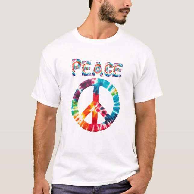 Tie-Dye Peace Sign Retro Style T-Shirt (Front)