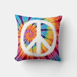 Tie-Dye Peace Sign Throw Pillow