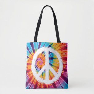 Tie-Dye Peace Sign  Tote Bag
