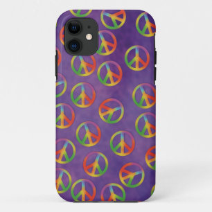 Tie Dye Peace Signs On Purple iPhone 11 Case