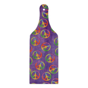 Tie Dye Peace Signs On Purple Cutting Board