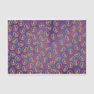 Tie Dye Peace Signs On Purple Tissue Paper