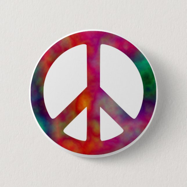 Tie Dye Peace Symbol 2 Inch Round Button (Front)