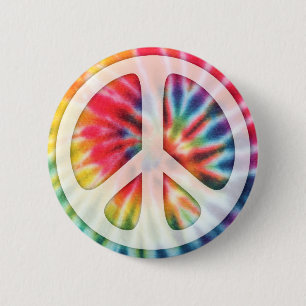 Tie-Dye Peace Symbol 2 Inch Round Button