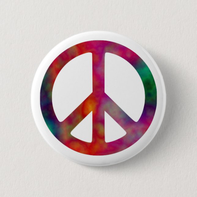 Tie Dye Peace Symbol 2 Inch Round Button (Front)