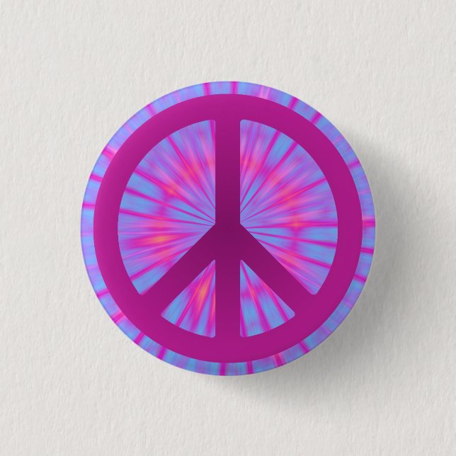 Tie Dye Peace Symbol Button (Front)