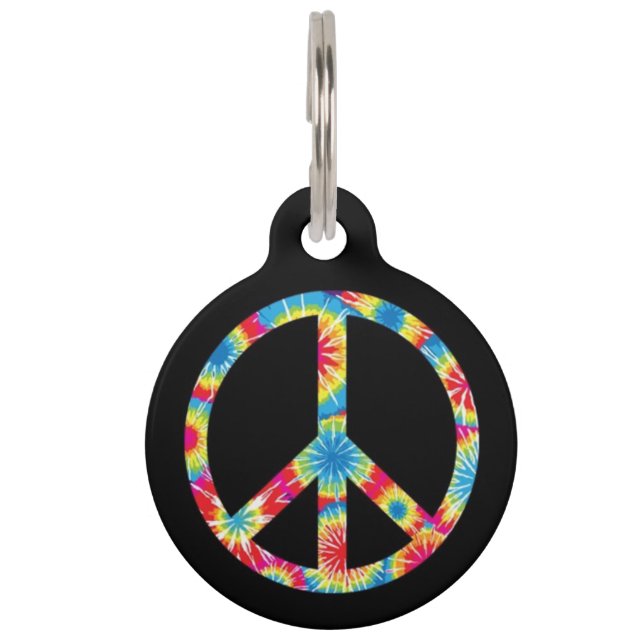 Tie Dye Peace Symbol Pet ID Tag (Front)