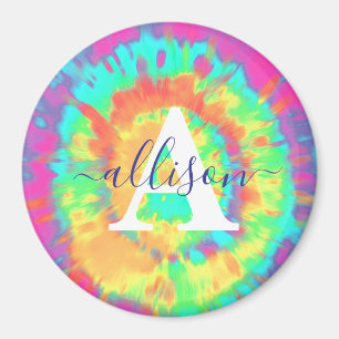 Tie dye personalized magnet