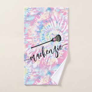 Tie Dye Personalized Name Lacrosse Hand Towel