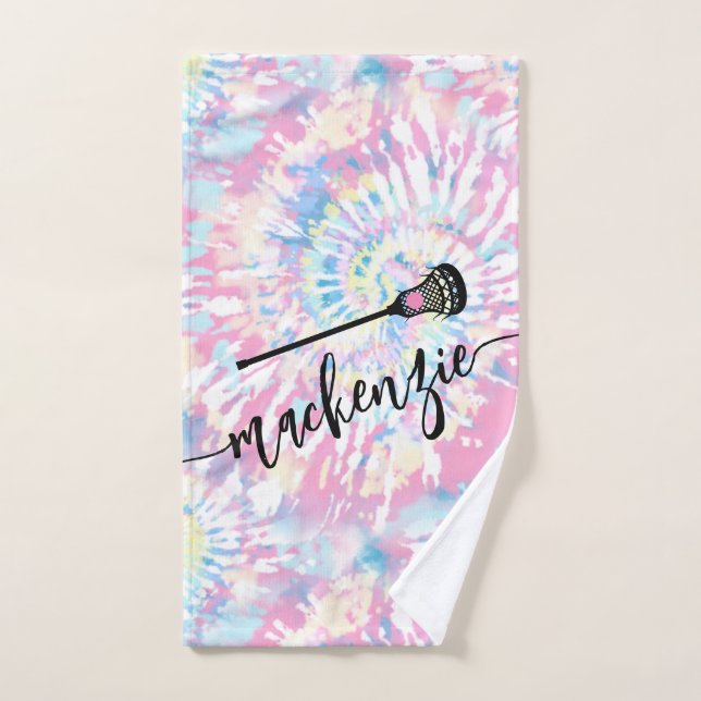 Tie Dye Personalized Name Lacrosse Hand Towel (Hand Towel)
