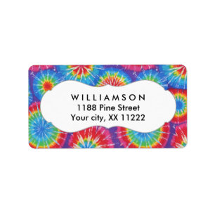 Tie Dye personalized party favour tags or labels
