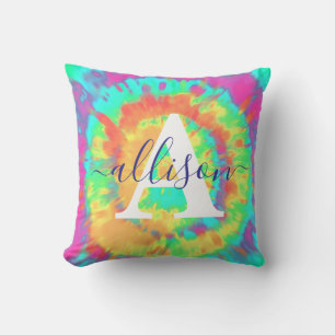 Tie dye personalized throw pillow