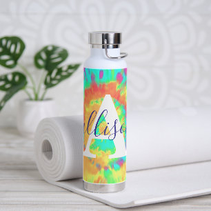 Tie dye personalized water bottle