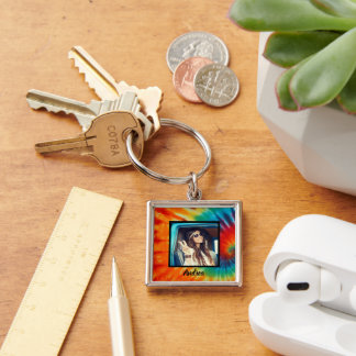 Tie Dye Photo Keychain