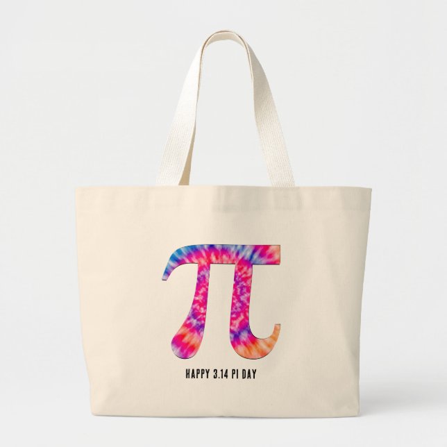Tie Dye Pi Day Large Tote Bag (Front)