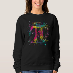 Tie Dye Pi Day Sketch Greek Symbol Math Teacher 3 Sweatshirt