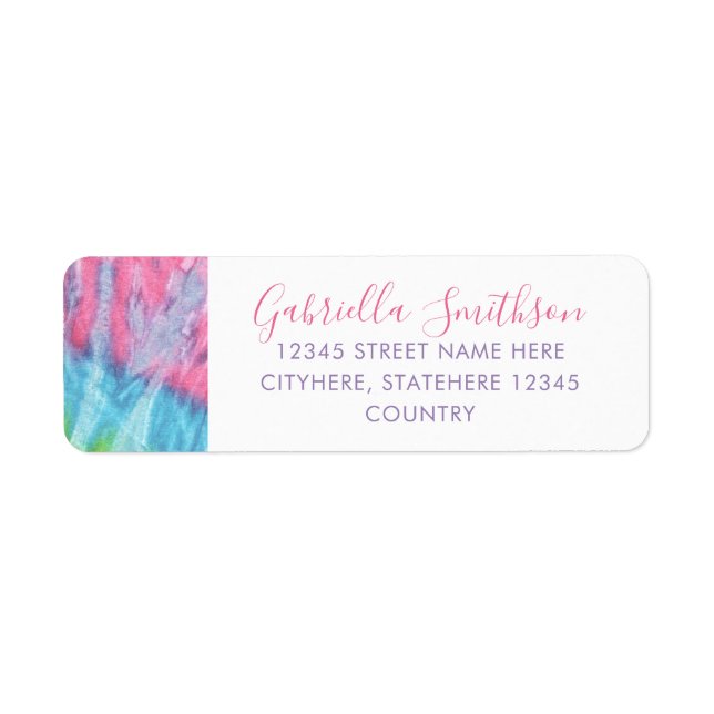 Tie Dye Pink and Aqua Blue Return Address (Front)