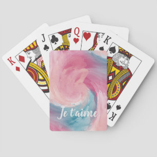 Tie-Dye Pink and Blue Painterly Watercolor in Love Playing Cards