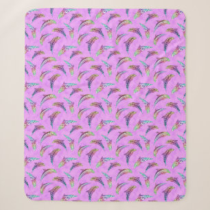 Tie Dye Pink Marine Animals Dolphins Marlins Sherpa Blanket