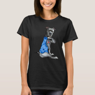 Tie Dye Pitbull I Love Mom Pitbull Tattoo Mother's T-Shirt