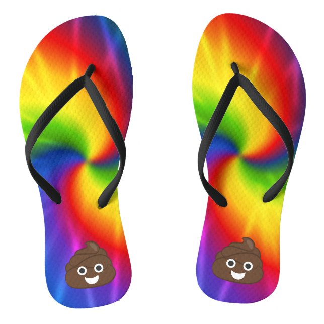 Tie Dye Poop Emoji Flip Flops (Footbed)